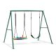Multicolor Steel 2-Seat Swing Set with Stand for Backyard, 32 in. Saucer Swing and 26.2 in. Swing Seat