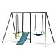 3 in-1 Multicolor Heavy-Duty Swing Set with Slide and Glider, 1-Saucer Swing