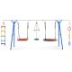 Blue 5 in 1 Outdoor Playground Swing Set with Steel Frame, Climbing Ladder, Saucer, Monkey Bar, Disc Swing, Swing Ring