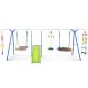 Blue 6 in 1 Outdoor Playground Swing Set with Slide Set, Climbing Ladder, Saucer, Monkey Bar, Disc Swing and Swing Ring