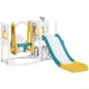 Multicolor 6 in 1 Toddler Slide and Swing Set with Basketball Hoop, Climber, Storage Space, Telescope for Age 1-3