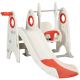 Red 4 in 1 Toddler Slide and Swing Set with Basketball Hoop, Climber, Basketball for Age 1-3