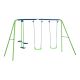Green Outdoor Metal Swing Set with Glider, 2-Swing Seats and Adjustable Height, Heavy Duty A-Frame or Playground