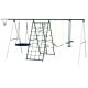 Green 5 in 1 Swing Set with Saucer Swing, Slide, Swing Seats, Glider, Basketball Hoop, Climbing Steps and Net