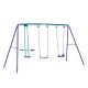 Purple Metal Heavy Duty A-Frame Swing Set with Glider, 2-Swing Seats and Adjustable Height