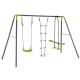 Gray 3 in 1 Kids Metal Swing Set for Backyard with Swing Seat, Glider and Climbing Ladder, Heavy Duty Metal Frame