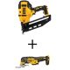 DEWALT 20V MAX XR Lithium-Ion Electric Cordless 16GA Angled Finishing Nailer & Cordless Brushless Oscillating Tool (Tools Only)