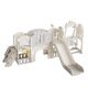 Gray 11 in 1 Baby Slide Outdoor Indoor Playground with Basketball Hoop and Extra Long Aisle, Strong Swing