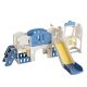 Multicolor 11 in 1 Baby Slide Outdoor Indoor Playground with Basketball Hoop and Extra Long Aisle, Strong Swing