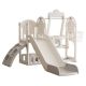 Gray 5 in 1 Baby Slide Outdoor Indoor Playground with Climbing, Strong Swing