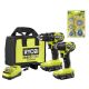 RYOBI ONE+ HP 18V Brushless Cordless Compact 2-Tool Combo Kit w/(2) Batteries, Charger, Bag & Wire Wheel Assortment Set (6PC)