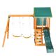 Sudzendf Green Wooden Outdoor Swing Set 3 in 1 Swing Set, Children's Playset with Slide, 2 Swings and Climber