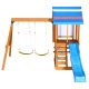 Blue Wooden Outdoor Swing Set 3 in 1 Swing Set, Children's Playset with Slide, 2 Swings and Climber