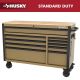 Husky Standard-Duty 52 in. W 10-Drawer Matte Tan Mobile Workbench Cabinet with Solid Wood Top