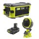 RYOBI ONE+ 18V Cordless 2-Tool Combo Kit with HYBRID LINK Stereo, Clamp Speaker, and ONE+ 18V 2Ah Battery