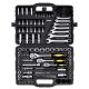 SKYSHALO 121-Piece Mechanics Tool Set, 1/4in. 3/8in. 1/2in. Drive Sockets, SAE + Metric Mechanic Tool Kit, for Automotive Repair