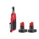 Milwaukee M12 FUEL 12V Lithium-Ion Brushless High Speed 1/4 in. Cordless Ratchet with 3.0 Ah Battery Pack (2-Pack)
