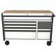 Husky Standard-Duty 52 in. W 10-Drawer Matte White Mobile Workbench Cabinet with Solid Wood Top