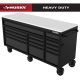 Husky Heavy-Duty 72 in. W15-Drawer Matte Black Mobile Workbench Cabinet with Stainless Steel Top