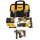 DEWALT 20V Max Lithium-Ion Cordless 4-Tool Combo Kit and 5/8 in. SDS Plus Hammer Drill with (2) 4 Ah Batteries and Charger