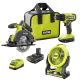 RYOBI ONE+ 18V Cordless 2-Tool Combo Kit with (2) 1.5 Ah Batteries, Charger, and ONE+ Hybrid WHISPER SERIES 7-1/2 in. Fan