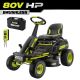 RYOBI R1 80V HP Brushless Lithium Battery Cordless Electric 30 in. Riding Lawn Mower with 14 Ah Battery and Charger