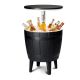 maocao hoom 41 qt. Black 4 Leg Ice Bucket, Plastic Side Table, Outdoor Beverage Cooler Portable Drink Storage