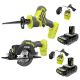 RYOBI ONE+ 18V Cordless 2-Tool Combo Kit w/ 4-1/2 in. Circular Saw, One-Handed Reciprocating Saw, (2) Batteries & (2) Chargers