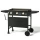 KingChii 3-Burner Propane Gas Grill 28 in. Flat Top Griddle in Black