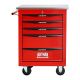 Damodpoy 13.6 in. W 5-Drawer Rolling Metal Black and Red Tool Carts with Stainless Steel Roof and Steel Tool Storage Box