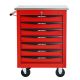 Damodpoy 13.6 in. W 7-Drawer Rolling Metal Black and Red Tool Carts with Stainless Steel Roof and Steel Tool Storage Box