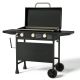 KingChii 3-Burner Propane Gas Grill 28 in. Flat Top Griddle in Black with Hard Cover