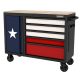 WORKPRO Texas Edition 46 in. W x 18 in. D 5-Drawer Mobile Workbench Cabinet with Solid Wood Top