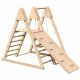 4-in-1 Wood Outdoor Playset with Baby Swing, Slide, Ladder, and Climbing Wall