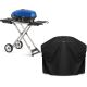 NAPOLEON TravelQ 285X 1-Burner Portable Propane Gas Grill in Blue with Scissor Cart with Grill Cover