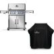 NAPOLEON Rogue Pro-S 525 4-Burner Propane Gas Grill in Stainless Steel with Infrared Side and Rear Burner with Grill Cover