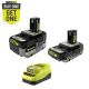 RYOBI ONE+ 18V Lithium-Ion 2.0Ah, 4.0Ah Starter Kit with (1) 2Ah HP Battery, (1) 4Ah HP Battery and Charger