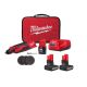 Milwaukee M12 12V Lithium-Ion Cordless Brushless Rotary Tool with (1) 2.0 Ah Battery Pack, (2) XC HO 5 Ah Batteries with charger