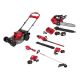 Milwaukee M18 FUEL Brushless Cordless 21 in Dual Battery Self-Propelled Mower w String Trimmer, Hedge Trimmer, Top Handle Chainsaw