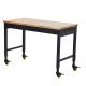 Garvee Heavy Duty 48 in. W x 24 in. D Black Steel Mobile Workbench with Rubberwood Top, AC Outlets and USB Ports