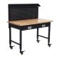 Garvee Heavy Duty 60 in. W x 22 in. D Black Steel Mobile Workbench with Rubberwood Top, Drawer and Pegboard, 10 ft. Power Cord