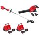 Milwaukee M18 FUEL 18V 16 in. Brushless Battery Straight Shaft String Trimmer w/ M18 Blower, (2) M18 FORGE 12.0 Ah Starter Kit