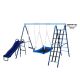 6-in-1 Swing Set with Belt and Platform Swings, Slide, Climbing Net, Basketball Hoop, Heavy-Duty A-Frame Stand for