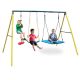 maocao hoom Indoor/Outdoor Metal Swing Set with Safety Belt for Backyard
