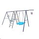 GOGEXX 6-in-1 Kids Swing Set with Basketball Hoop, Climbing Net and Ladder, Steel Frame, Multicolor Outdoor Backyard Playground
