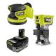 RYOBI ONE+ HP 18V Brushless Cordless Compact Router & 5 in. Random Orbit Sander Kit w/ ONE+ 4Ah HIGH PERFORMANCE Battery
