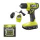 RYOBI ONE+ 18V Cordless 3/8 in. Drill/Driver Kit with 1.5 Ah Battery, Charger, and 2 in. Diamond Grit Driving Set (12-Piece)