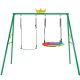 2-in-1 Swing and Hammock Set with 2 Seats, Alloy Steel Frame, Yellow-Green/Pink-Blue, Indoor/Outdoor Use, 1 Pack