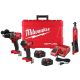 Milwaukee M18 FUEL 18V Lithium-Ion Brushless Cordless Hammer Drill and Impact Driver Combo Kit with M12 1/4 in. Ratchet (3-Tool)