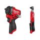 Milwaukee M12 FUEL 12V Lithium-Ion Brushless Cordless Stubby 1/2 in. Impact Wrench & M12 12V Lithium-Ion 1/2 in. Cordless Ratchet